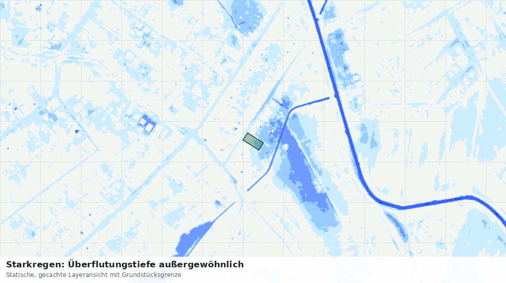 Statische Kartenansicht: Starkregen: Überflutungstiefe außergewöhnlich