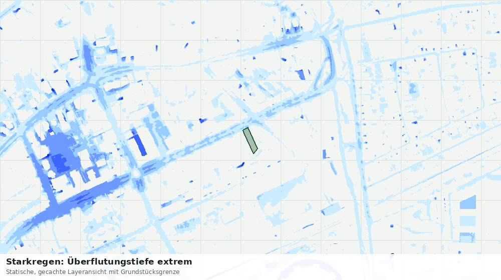 Statische Kartenansicht: Starkregen: Überflutungstiefe extrem