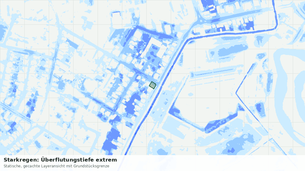 Statische Kartenansicht: Starkregen: Überflutungstiefe extrem