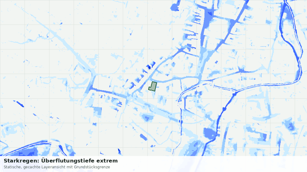 Statische Kartenansicht: Starkregen: Überflutungstiefe extrem