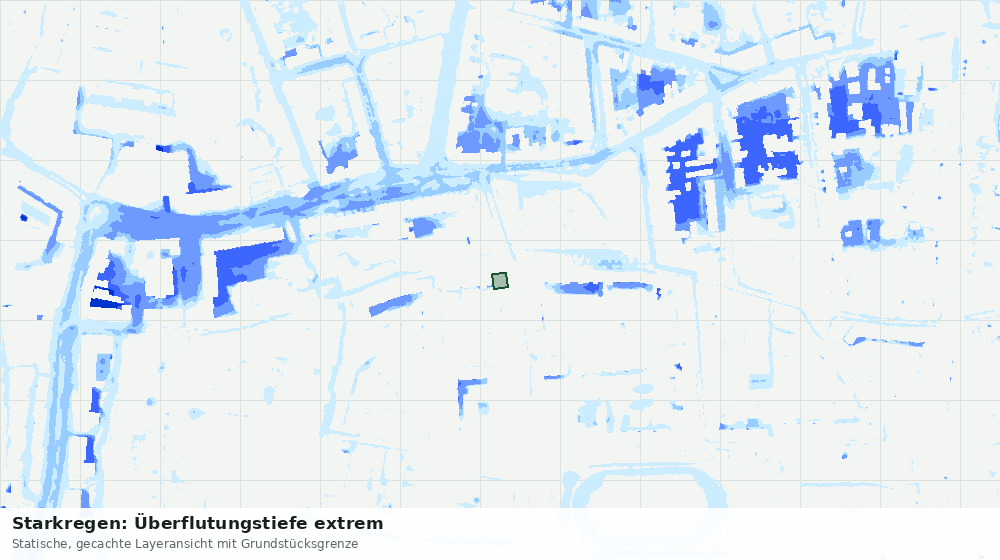 Statische Kartenansicht: Starkregen: Überflutungstiefe extrem