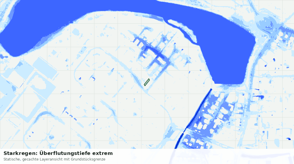 Statische Kartenansicht: Starkregen: Überflutungstiefe extrem