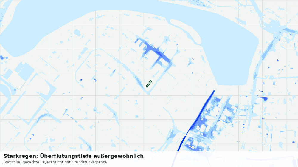 Statische Kartenansicht: Starkregen: Überflutungstiefe außergewöhnlich