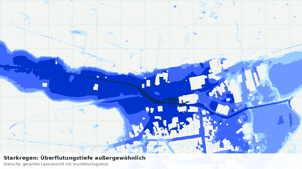 Statische Kartenansicht: Starkregen: Überflutungstiefe außergewöhnlich