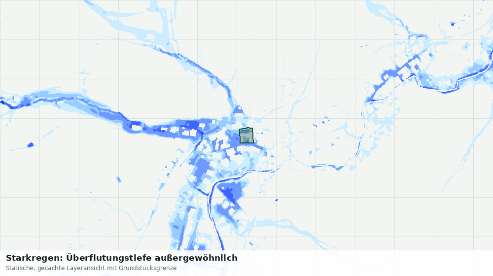 Statische Kartenansicht: Starkregen: Überflutungstiefe außergewöhnlich