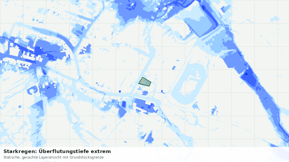 Statische Kartenansicht: Starkregen: Überflutungstiefe extrem
