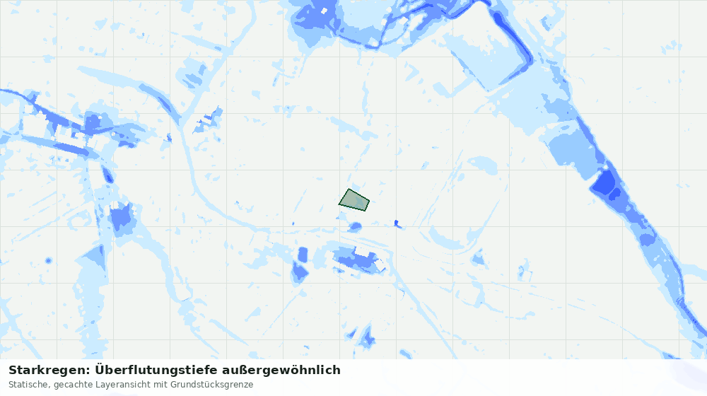 Statische Kartenansicht: Starkregen: Überflutungstiefe außergewöhnlich