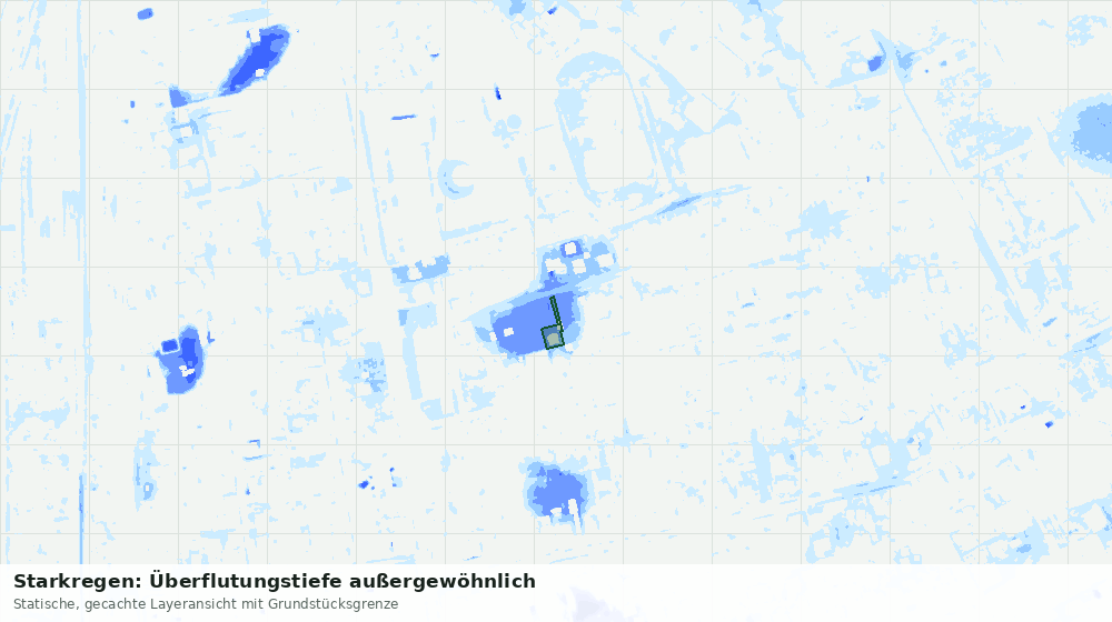 Statische Kartenansicht: Starkregen: Überflutungstiefe außergewöhnlich