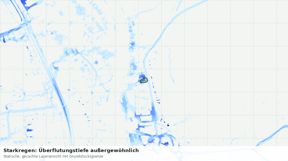 Statische Kartenansicht: Starkregen: Überflutungstiefe außergewöhnlich
