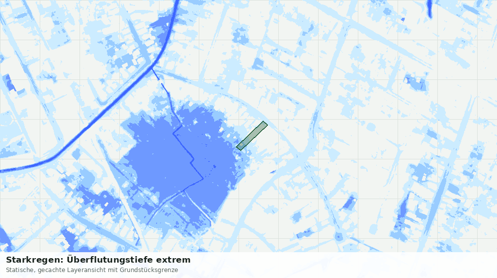 Statische Kartenansicht: Starkregen: Überflutungstiefe extrem