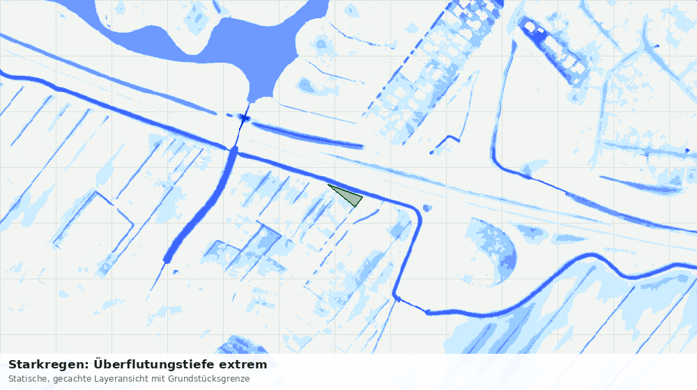 Statische Kartenansicht: Starkregen: Überflutungstiefe extrem