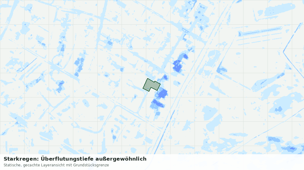 Statische Kartenansicht: Starkregen: Überflutungstiefe außergewöhnlich