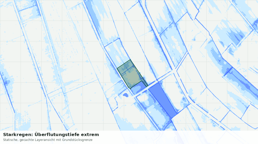 Statische Kartenansicht: Starkregen: Überflutungstiefe extrem