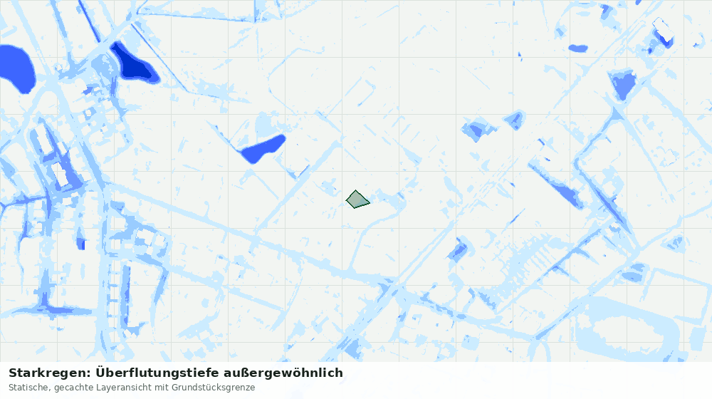 Statische Kartenansicht: Starkregen: Überflutungstiefe außergewöhnlich
