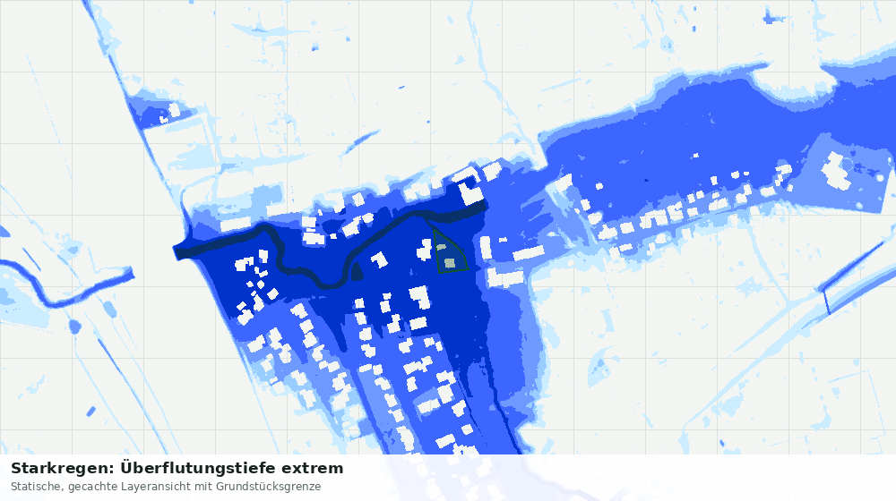 Statische Kartenansicht: Starkregen: Überflutungstiefe extrem