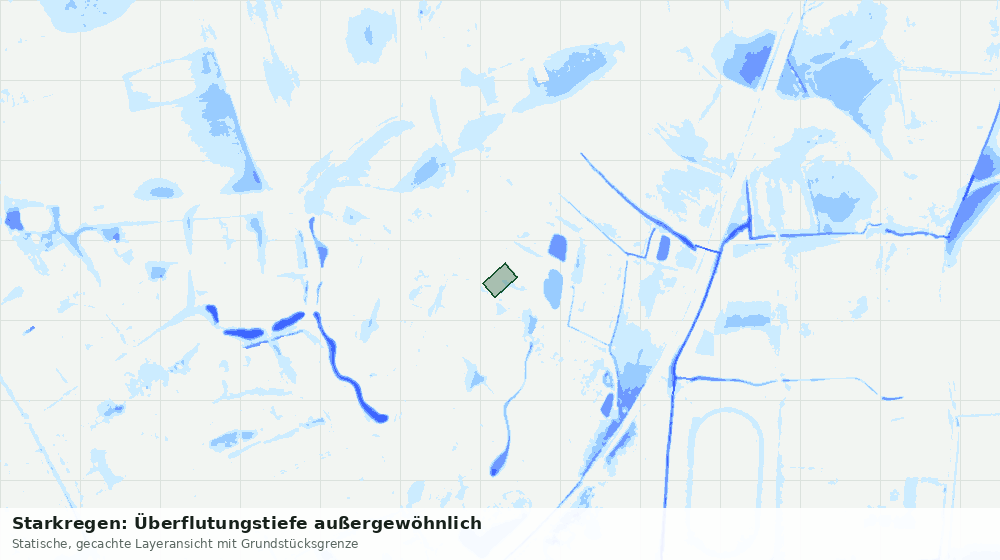 Statische Kartenansicht: Starkregen: Überflutungstiefe außergewöhnlich