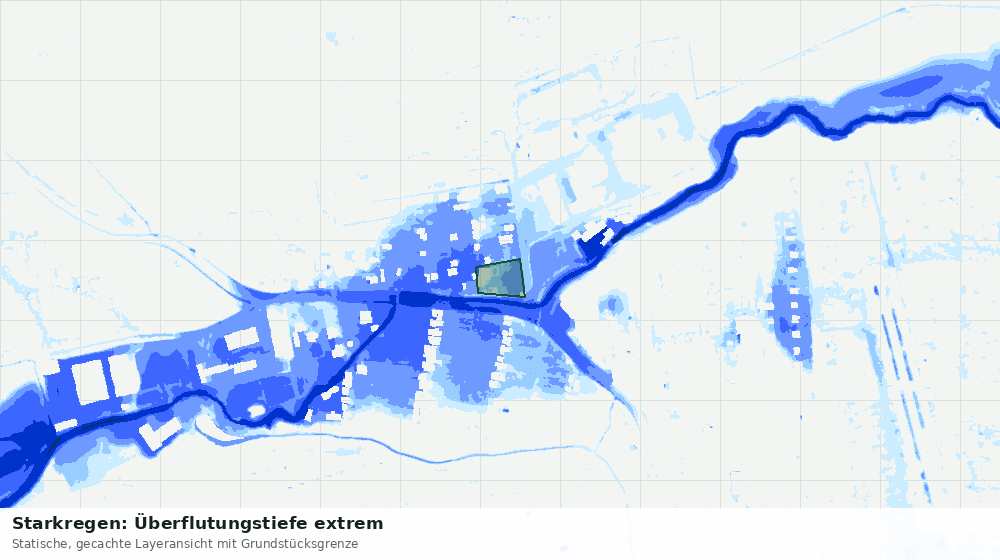 Statische Kartenansicht: Starkregen: Überflutungstiefe extrem