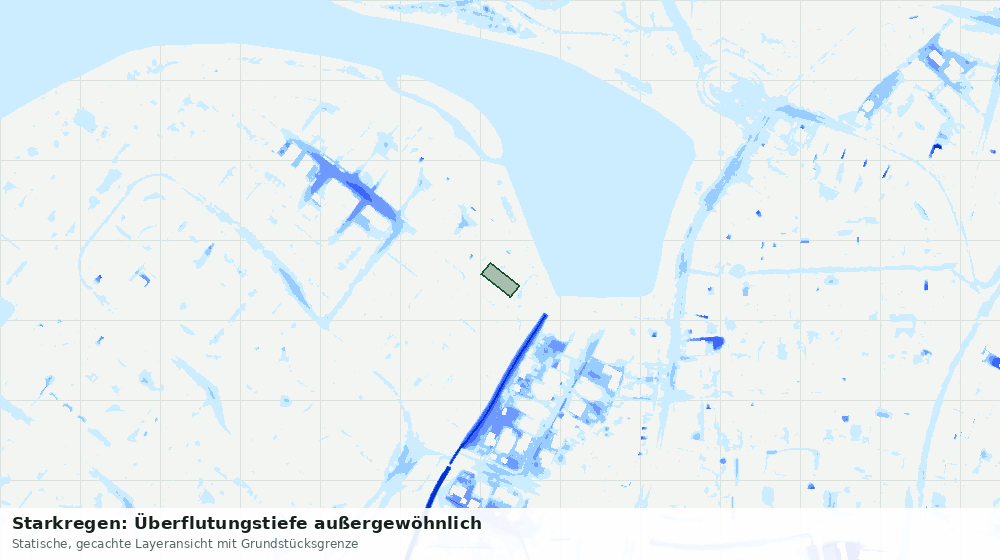 Statische Kartenansicht: Starkregen: Überflutungstiefe außergewöhnlich