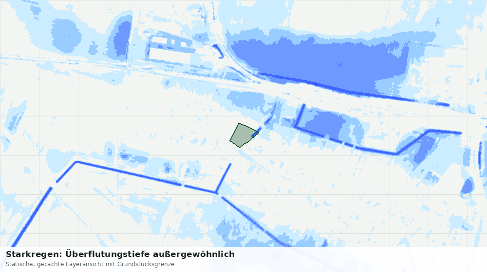 Statische Kartenansicht: Starkregen: Überflutungstiefe außergewöhnlich