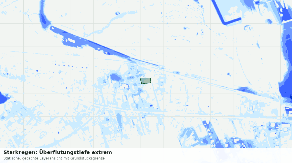 Statische Kartenansicht: Starkregen: Überflutungstiefe extrem