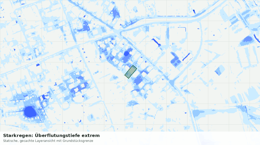 Statische Kartenansicht: Starkregen: Überflutungstiefe extrem