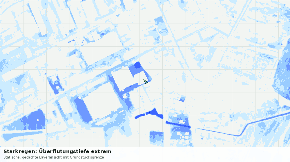 Statische Kartenansicht: Starkregen: Überflutungstiefe extrem