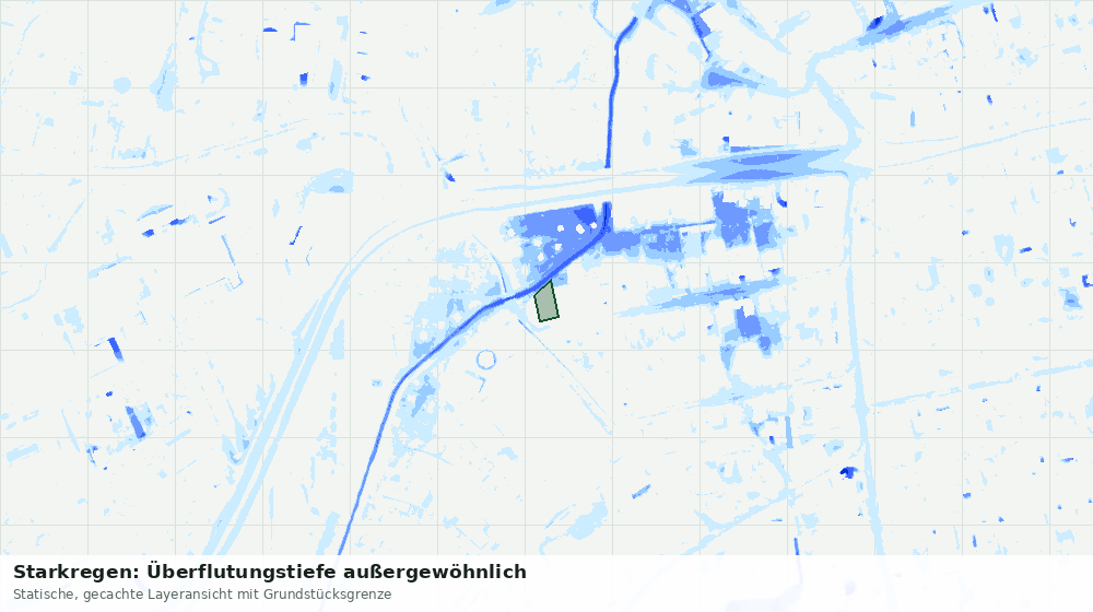 Statische Kartenansicht: Starkregen: Überflutungstiefe außergewöhnlich