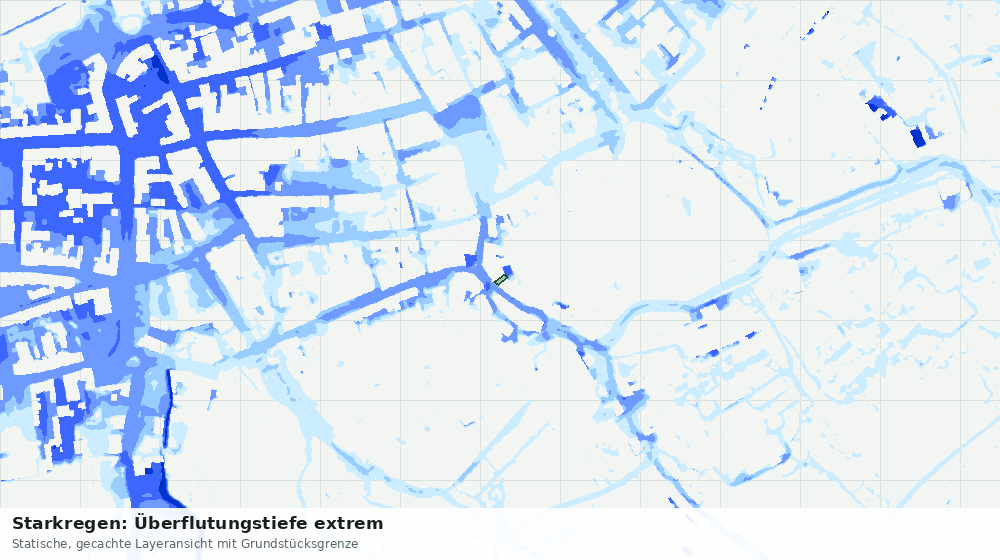 Statische Kartenansicht: Starkregen: Überflutungstiefe extrem