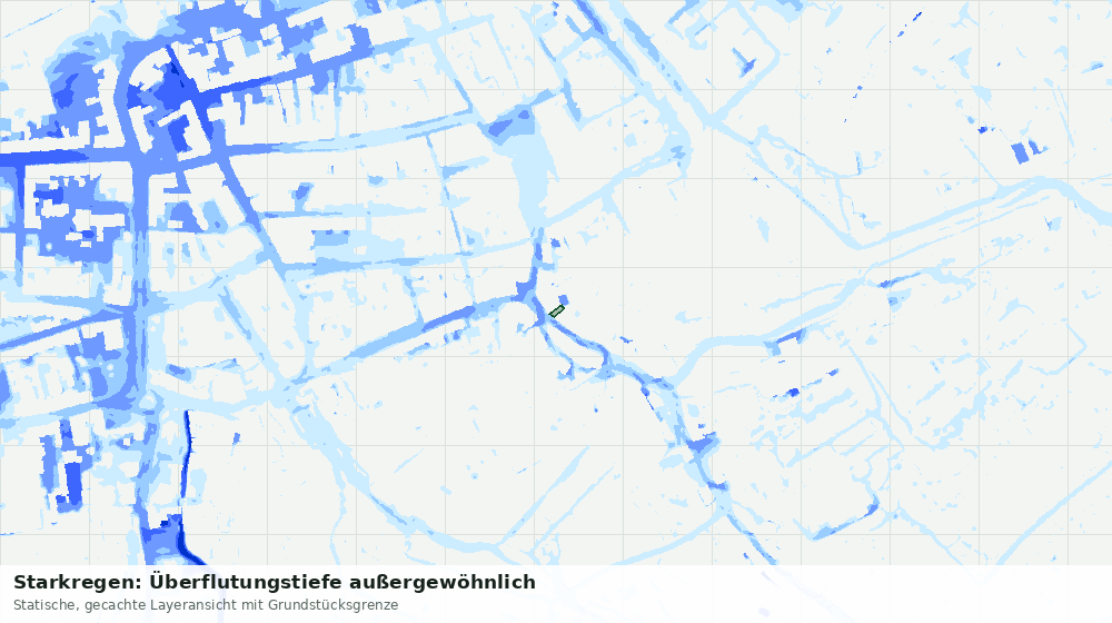 Statische Kartenansicht: Starkregen: Überflutungstiefe außergewöhnlich