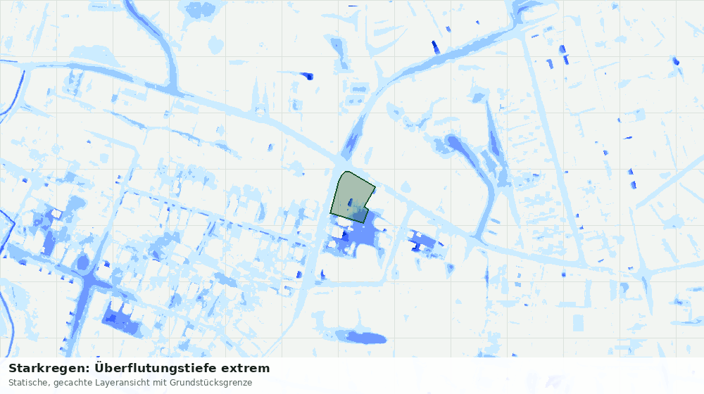 Statische Kartenansicht: Starkregen: Überflutungstiefe extrem