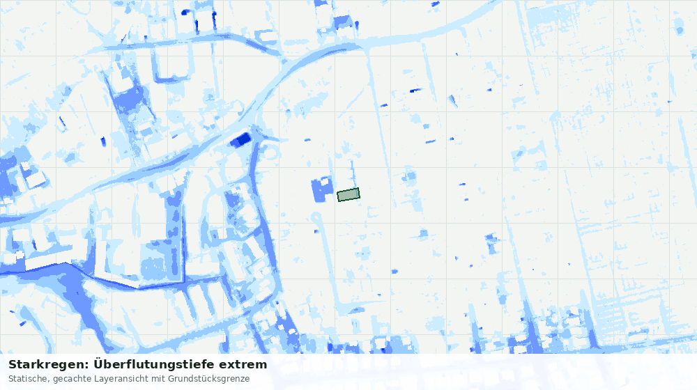 Statische Kartenansicht: Starkregen: Überflutungstiefe extrem