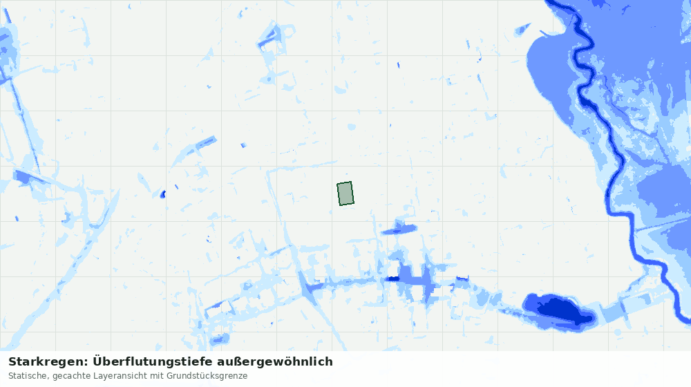 Statische Kartenansicht: Starkregen: Überflutungstiefe außergewöhnlich