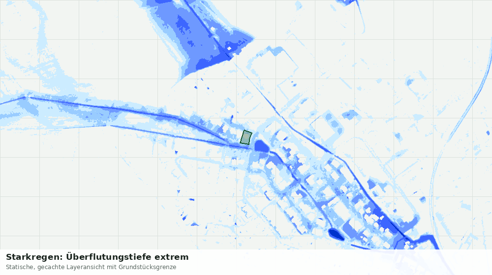 Statische Kartenansicht: Starkregen: Überflutungstiefe extrem