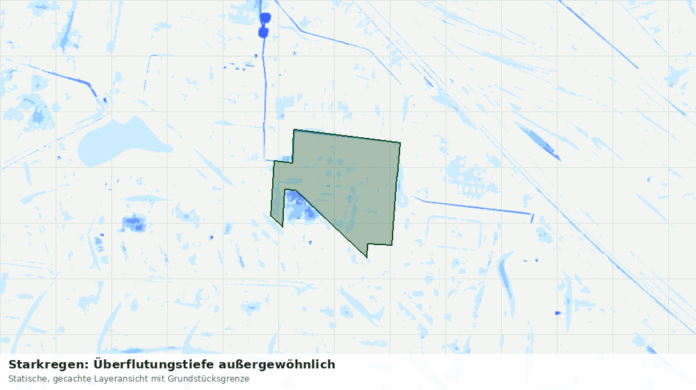 Statische Kartenansicht: Starkregen: Überflutungstiefe außergewöhnlich