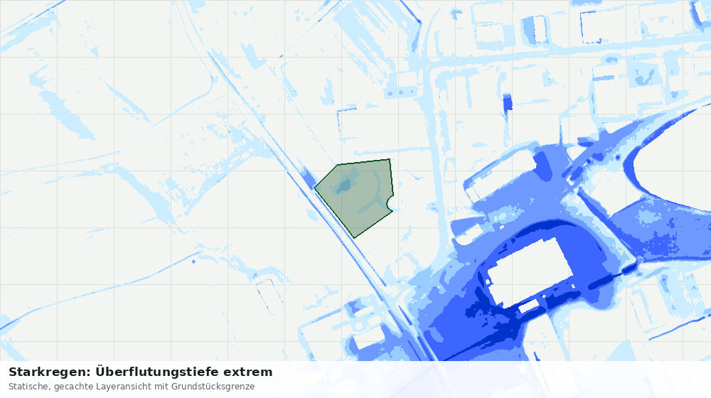 Statische Kartenansicht: Starkregen: Überflutungstiefe extrem