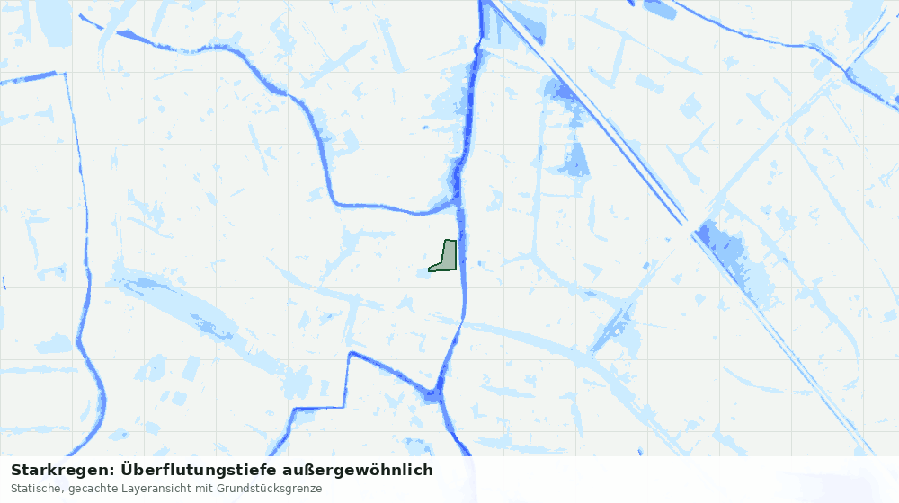 Statische Kartenansicht: Starkregen: Überflutungstiefe außergewöhnlich