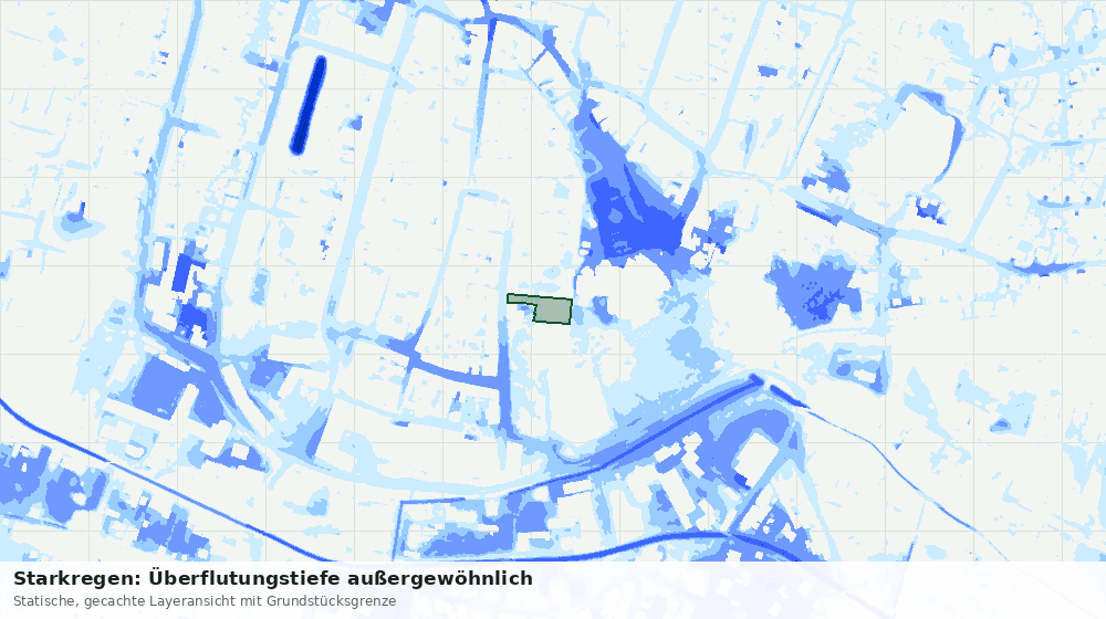 Statische Kartenansicht: Starkregen: Überflutungstiefe außergewöhnlich