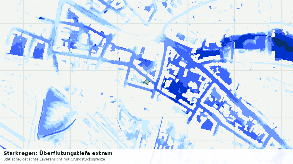Statische Kartenansicht: Starkregen: Überflutungstiefe extrem