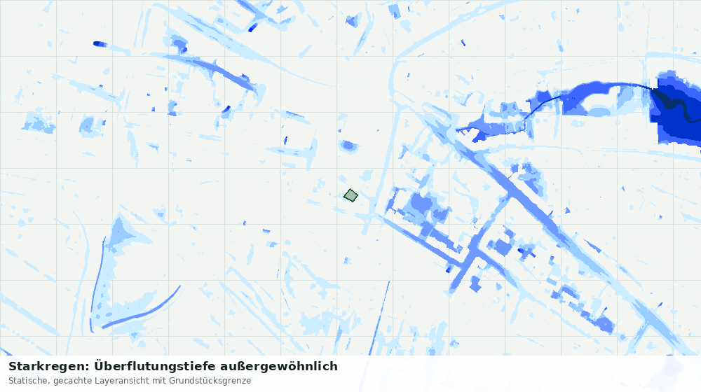 Statische Kartenansicht: Starkregen: Überflutungstiefe außergewöhnlich