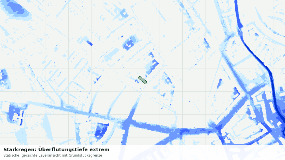 Statische Kartenansicht: Starkregen: Überflutungstiefe extrem