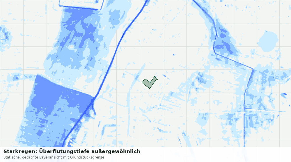 Statische Kartenansicht: Starkregen: Überflutungstiefe außergewöhnlich