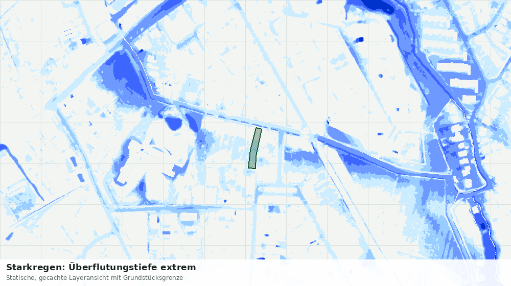 Statische Kartenansicht: Starkregen: Überflutungstiefe extrem