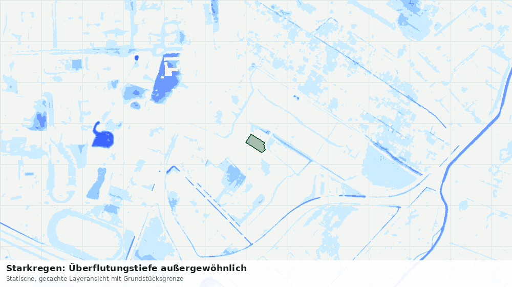 Statische Kartenansicht: Starkregen: Überflutungstiefe außergewöhnlich