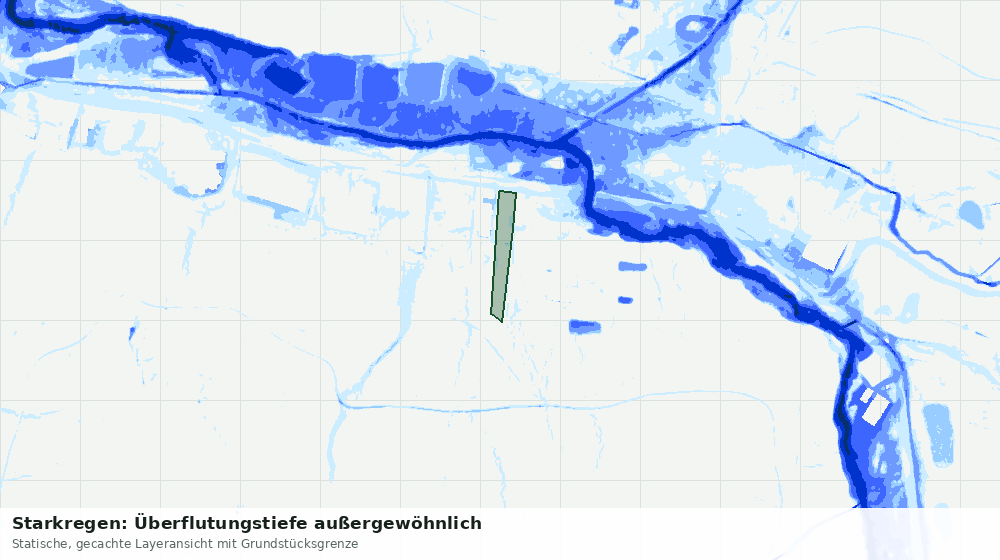 Statische Kartenansicht: Starkregen: Überflutungstiefe außergewöhnlich
