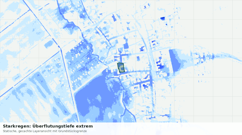 Statische Kartenansicht: Starkregen: Überflutungstiefe extrem