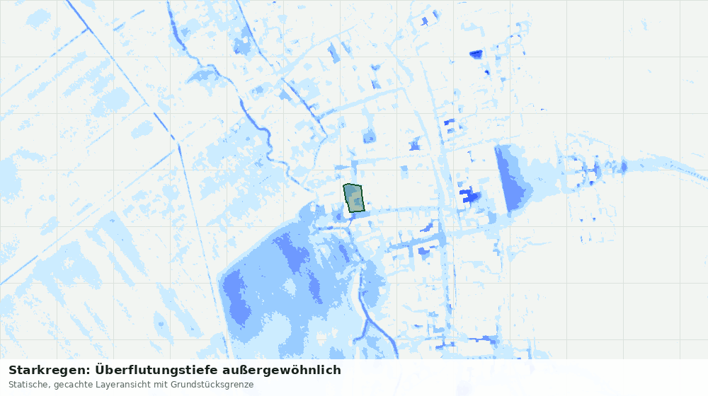 Statische Kartenansicht: Starkregen: Überflutungstiefe außergewöhnlich