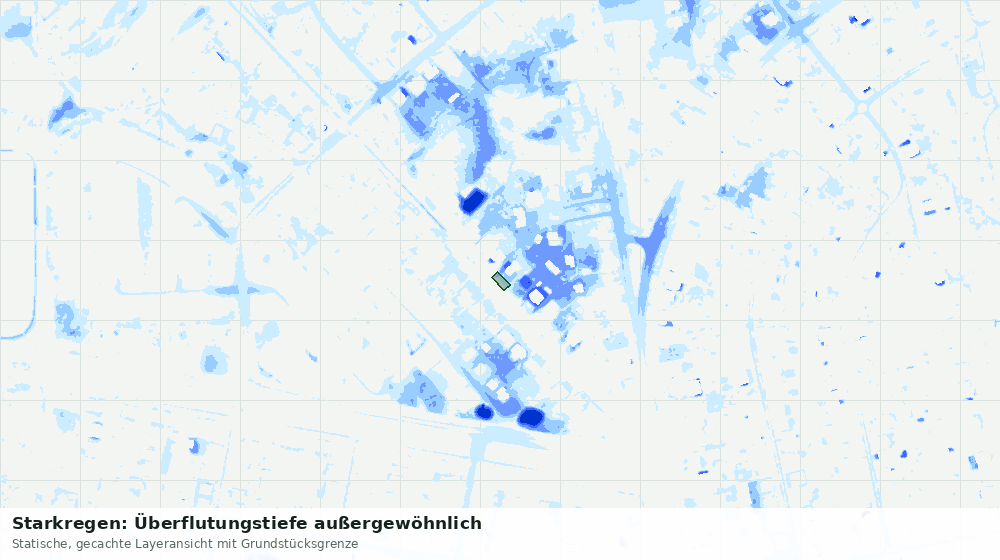 Statische Kartenansicht: Starkregen: Überflutungstiefe außergewöhnlich