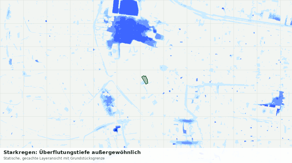Statische Kartenansicht: Starkregen: Überflutungstiefe außergewöhnlich