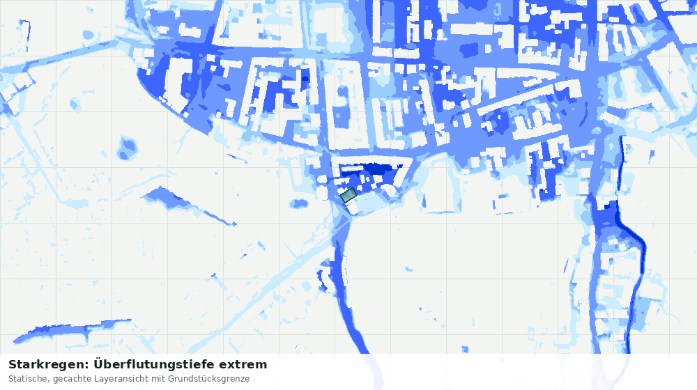 Statische Kartenansicht: Starkregen: Überflutungstiefe extrem