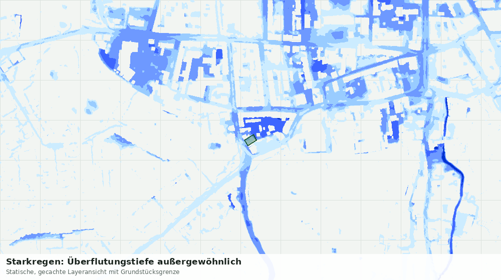 Statische Kartenansicht: Starkregen: Überflutungstiefe außergewöhnlich
